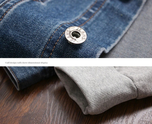 Chaqueta vaquera ajustada coreana a la moda para hombre, abrigo vaquero con capucha, ropa de calle informal, manga polar, prendas de vestir exteriores versátiles a la moda - Product Image 3