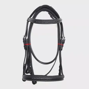Brida de caballo de cuero inglés Fancy Stitched Brow Band Riendas de cuero-Uso ecuestre cómodo de alta calidad Opciones personalizables - Product Image 1