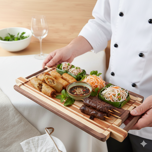 Bandeja de Madera para Servir FT01, Precio de Fábrica, Venta al por Mayor, Formas y Tamaños Personalizados, Plato de Madera Natural Hecho a Mano - Product Image 4