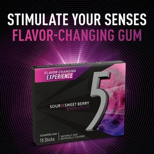 5 GUM Evolution <b>Sour</b> to <b>Sweet</b> Berry Flavor Changing Sugar Free Chewing Gum, 15-Stick Pack, 10 Count - Product Image 2