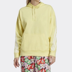Sudadera con Capucha Amarilla Extra Grande con Cierre de Cremallera y Rayas Blancas en las Mangas, Informal, de Forro Polar, 100% Algodón Orgánico, Unisex, para Invierno - Product Image 1