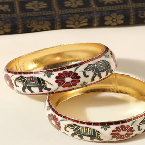 Brazaletes de latón en relieve con piedras para mujer, joyería chapada en oro indio, accesorios elegantes para bodas y fiestas - Product Image 3