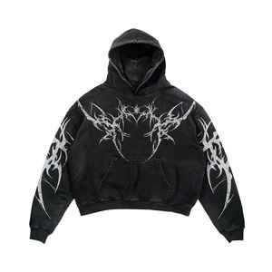 OEM personalizado 100% alta calidad colorido hombres sudaderas con capucha cortas negro gris algodón poliéster mezcla - Product Image 4