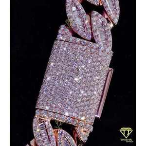 Cadena de eslabones cubana cultivada en laboratorio de 18mm, collar helado con Baguette y corte redondo VVS, probador de diamantes de pases cultivados en laboratorio - Product Image 2