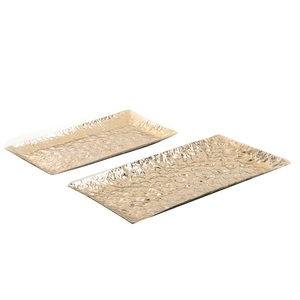 Bandejas de servir de metal con forma personalizada Hoteles y cocina casera Borde chapado en oro de metal con bandeja de servicio impresa con pegatina - Product Image 5