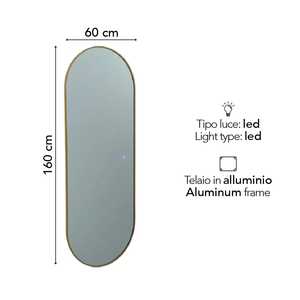 LED Backlit Mirror with Brass Effect <b>Frame</b> 60X160CM - Product Image 2