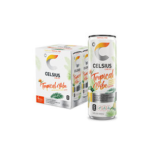 Vente en gros de canettes de boisson énergisante Celsius 355 ml dans des barquettes sous film rétractable, 12 barquettes par palette pour des présentoirs de vente au détail efficaces. - Product Image 1