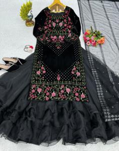 Diseñador nupcial Lehenga Choli puro Viscos cristal seda trabajo hecho a mano bordado hermoso vestido de novia listo para personas ricas - Product Image 4