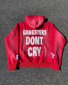 Custom Manufacturer Sweatshirt 600gsm Heavyweight <b>Thick</b> Distressed Cropped Zip up Embroidery Patch <b>Men</b> Acid Wash Pullover <b>Hoodie</b> - Product Image 3