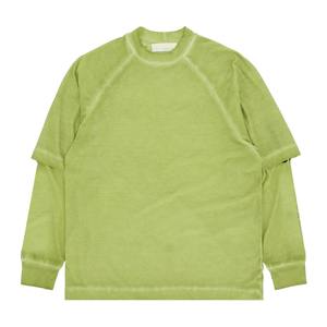 เสื้อยืดแขนยาวพิมพ์ลายวาฟเฟิลสำหรับผู้ชายซักสองชั้นสไตล์วินเทจผ้าทอ - Product Image 2