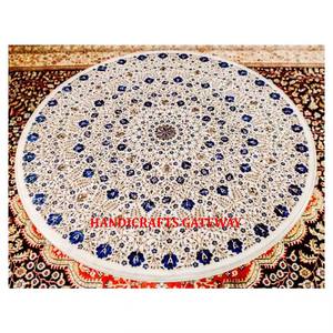 Indian Exporter Handmade White Marble Beautiful Inlay Art <b>Work</b> Round Coffee <b>Table</b> Top With Fine Finished for Home Decorations - Product Image 1