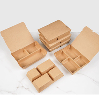 Boîte à lunch en papier kraft à compartiments multiples 200pcs