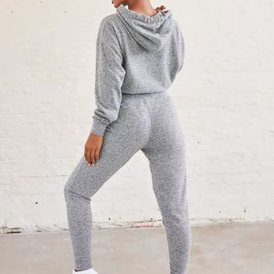 Sudaderas con capucha recortadas deportivas de entrenamiento activo para casual,streetwear,Drop Shoulder, figuras, transpirables, ecológicas, sudaderas con capucha, de punto - Product Image 3