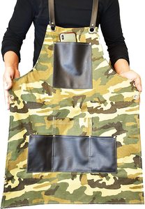 ผ้ากันเปื้อนหนังสำหรับช่างตัดผมแบบปรับได้ผ้ากันเปื้อนแขนกุดสำหรับช่างตัดผมและสไตลิสออกแบบได้ตามต้องการ - Product Image 2