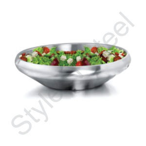 Frutero de acero inoxidable ecológico al por mayor, cuenco para servir de preparación de alimentos de metal color plateado con mezcla de vidrio para ensalada de frutas - Product Image 1