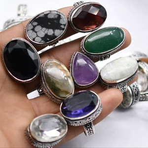 Silver Plated Solid Brass <b>Rings</b> Designer Bezel Setting Shinny Assorted Original Stone <b>Statement</b> <b>Rings</b> Fashion Jewelry on Sale - Product Image 1