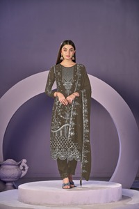 Costume pakistanais lourd royal pour femmes avec broderie séquentielle et travail artisanal Khatli idéal pour les mariages et les fêtes - Product Image 4