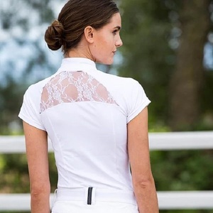 En demanda, camisa Ecuestre para mujer, manga corta, ajuste elástico, ropa personalizada, venta al por mayor, capa base, camisetas para montar a caballo - Product Image 6