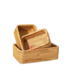 Cesta de almacenamiento de jacinto de agua artesanal sin asas para decoración del hogar con cesta tejida a mano de diseño elegante - Product Image 1