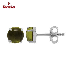 ต่างหูเม็ดเดี่ยวอัญมณีควอตซ์มะนาวเครื่องประดับเงินสเตอร์ลิง925 - Product Image 1