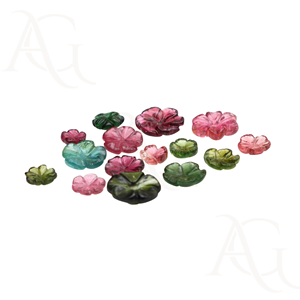 Multi Tourmaline Fleur Sculpture Loose Gemstone Multi Tourmaline Stone Fancy Carvings Flower carvings - Product Image 2