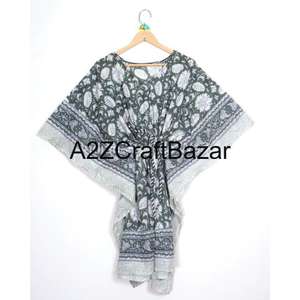 Robe longue bohème hippie en coton tissé à la main avec imprimé floral, style kaftan, pour femme, idéale pour l'été et la plage - Product Image 6