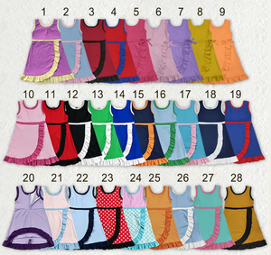 Vestido Mini sin Mangas para Niñas, Estilo A-Line con Volantes, Estampado, Transpirable, Lavable, Estilo Preppy para Verano, Ideal para Yoga - Product Image 1