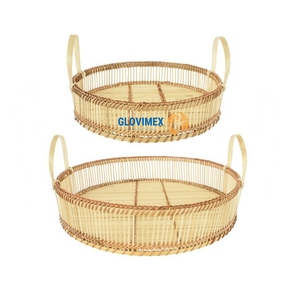 Hot Sale Ottoman Tray Top Serveware Bamboo Rattan Tray Kitchen Display Home <b>Decor</b> - Product Image 1