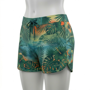 Shorts de plage pour femmes en marque privée, entièrement sublimés, extensibles dans 4 directions, respirants, légers, avec cordon de serrage, shorts de bain d'été - Product Image 5