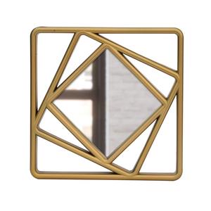 Ensemble de 3 miroirs muraux décoratifs carrés modernes en métal faits à la main, très demandés, dorés, Azora Industries, pour hôtel, maison, salle de bain - Product Image 3