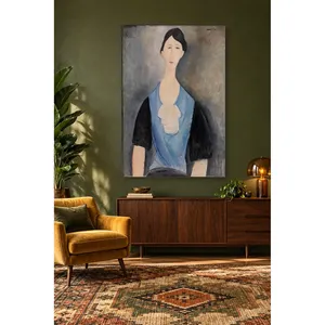 Impresión en lienzo de Fida Modigliani: Mujer joven con blusa azul - Product Image 1
