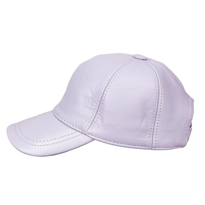 Gorro de Béisbol Unisex de 6 Paneles, 100% Cuero Genuino, Impermeable, Transpirable, con Decoración de Perlas y Hebilla Metálica - Gorro para Exteriores en Color Blanco - Product Image 1
