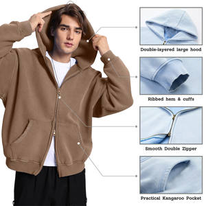 Vente en gros de sweats à capuche zippés avec logo personnalisé sweat à capuche uni en coton pour hommes sweats lourds streetwear sweat à capuche surdimensionné - Product Image 4