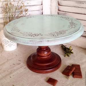 Artisan wooden cake stand pedestal <b>crafted</b> for special dessert moments elegant dining or party presentation - Product Image 4