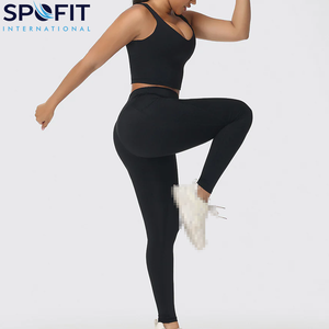 Nouvel ensemble de yoga pour femme, 2 pièces, impression personnalisée du logo, écologique, vêtements de yoga à haute élasticité, ensemble de sport pour femme - Product Image 6