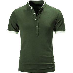 Polo con cuello mandarín y logotipo personalizado para hombre, camiseta OEM ajustada de manga corta con tamaño, color y etiqueta personalizados - Product Image 4