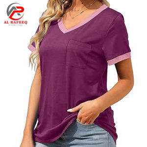 เสื้อยืดสำหรับผู้หญิงไซส์พิเศษเสื้อผ้าคอตตอนย้อมสีล้วนสำหรับฤดูร้อนสวมใส่สบาย - Product Image 3