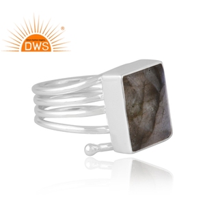 Hot selling 925 sterling silver natural <b>labradorite</b> gemstone <b>ring</b> custom jewelry manufacturer - Product Image 4