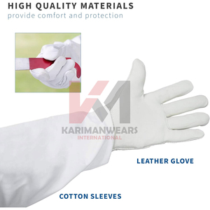 Guantes de Trabajo para Apicultura, Manga Larga, Anti-Picaduras de Abeja, Guantes de Seguridad de Lona con Palma de Cuero Vacuno - Product Image 6