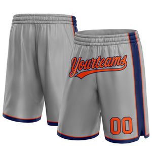 Industrie Direct Engro Sportswear Pantalones cortos de baloncesto Custom Grey Orange-Navy Pantalones cortos de baloncesto auténticos - Product Image 1