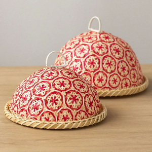 ถาดไม้ไผ่ทรงกลมทำมือสีสันน่ารักพร้อมฝาปิดป้องกันอาหารสำหรับบ้านโรงแรมงานเลี้ยงรับประทานอาหารงานแต่งงานทำจากเวียดนาม - Product Image 4