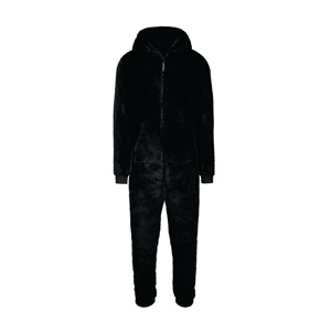 100% Polyester Soft &amp; Stretchy Fleece Fabric Two Way Quality Zipper Unisex Black Puppy Jumpsuit - Product Image 5