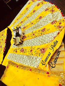 Elegante Premium Mono Satén Seda Lehenga Choli Indio Paquistaní Codificación Lentejuelas pesadas Bordado Trabajo Con Cancan & Canvas Patta - Product Image 3