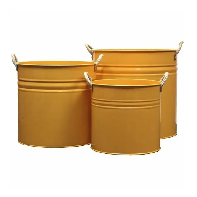 Hot Selling Modern Decorative yellow colour Outdoor Galvanized Rust Resistant Powder Coated Pots and Planter Pot for home