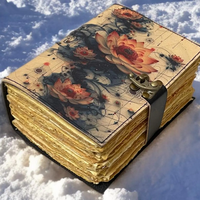 Livre Grimoire Lotus fait main de 400 pages en cuir véritable, Journal vintage des Ombres, Cadeau de diplôme pour Lui et Elle, Sorcière botanique du Rajasthan