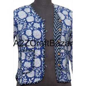 Chaqueta Acolchada Vintage de Algodón 100% Orgánico para Mujer, Hecha a Mano, Reversible, de Manga Corta, Ropa de Calle de Invierno, Chaquetas Ecológicas - Product Image 4