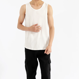 100% Cotton <b>Men's</b> Formal Compression Tank <b>Top</b> Gym Workout Stringer <b>Muscle</b> Undershirt with String Closure Sweat Proof Running <b>Top</b> - Product Image 1