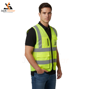 Chalecos de Seguridad Reflectantes de Alta Visibilidad con Diseño Impermeable ANSI Clase 1, Cierre Frontal con Cremallera y Cuello en V Ajustable - Product Image 1