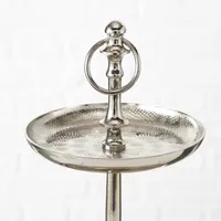 Support à dessert et gâteau rond en acier inoxydable à 3 niveaux poli miroir Support à gâteau de grande taille au design moderne et classique