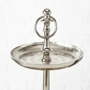 Support à dessert et gâteau rond en acier inoxydable à 3 niveaux poli miroir Support à gâteau de grande taille au design moderne et classique - Product Image 3